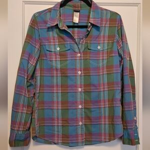 Women's Patagonia Plaid Button-Up Shirt in Blue, Green & Purple